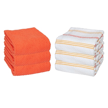 Monarch Brands Premier Kitchen Towels, Striped Pattern - Yellow, Saffron, 6PK P-SC-KT6-STYSF